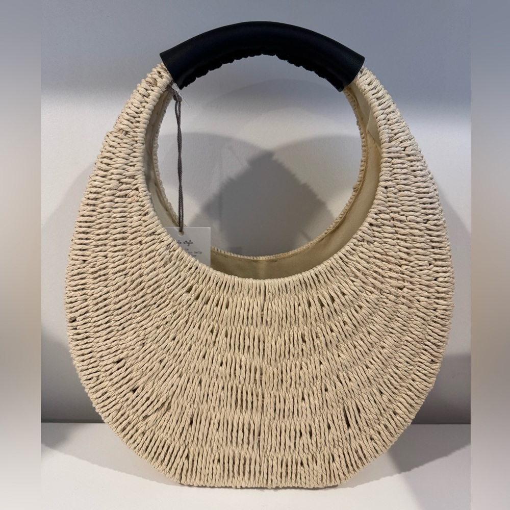 A New Day Straw Oval Top Handle Bag NWT